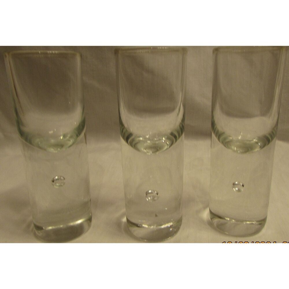 Kosta-Boda Pippi set of 3 shot glasses barware Clear Bubble Aquavit Liqueur